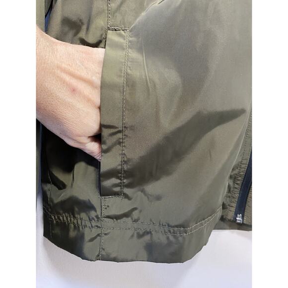 Lucky Brand Jacket Green Lightweight Mid Length Bomber Style Full Zip Hood *FLAW - Picture 4 of 12
